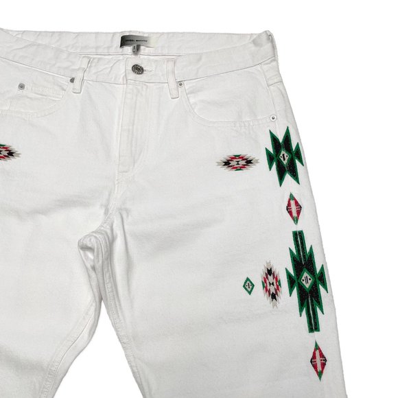 Isabel Marant Jasper Native Embroidered Denim Jeans -  White | 32 - Picture 3 of 12